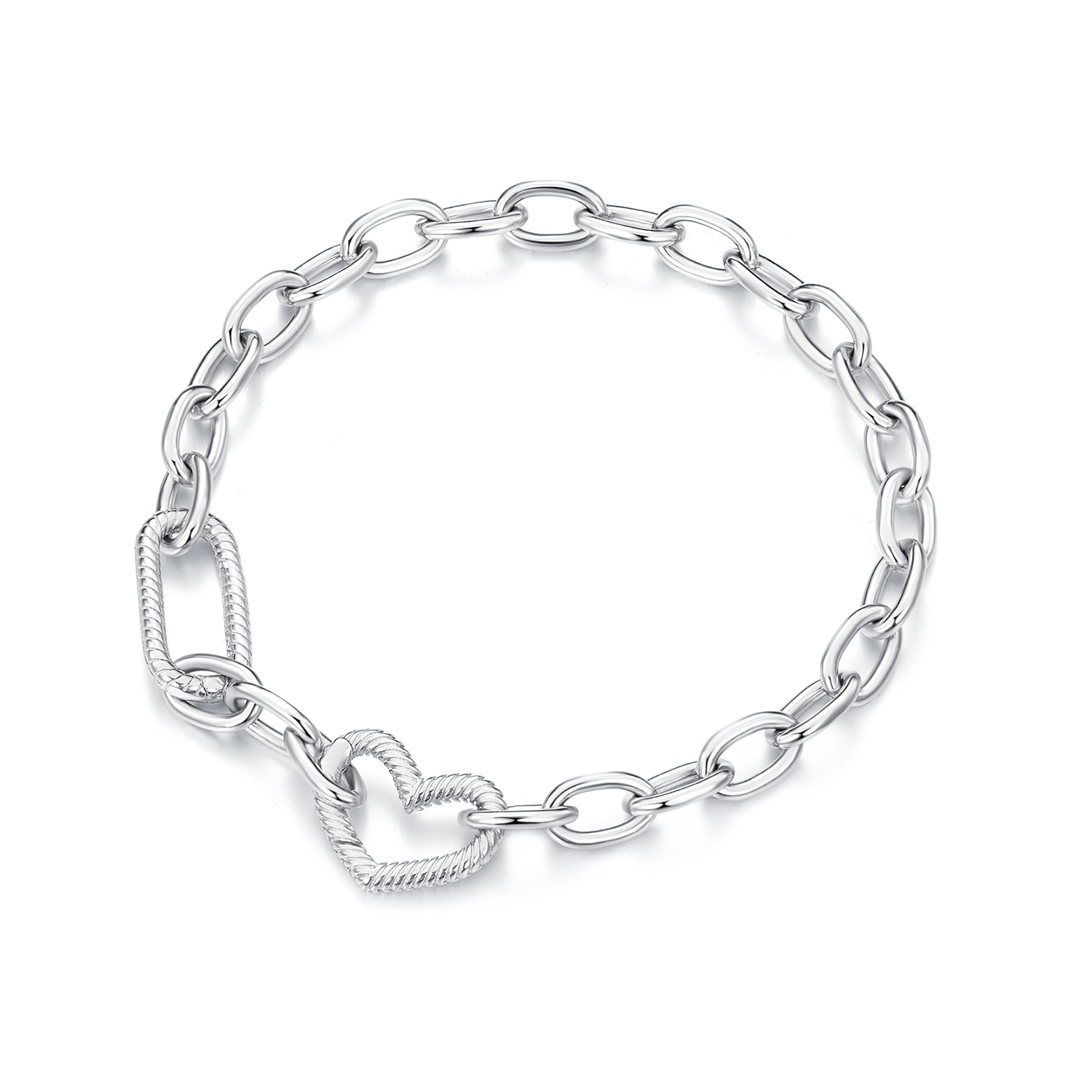 pandora style heart chain bracelet scb258