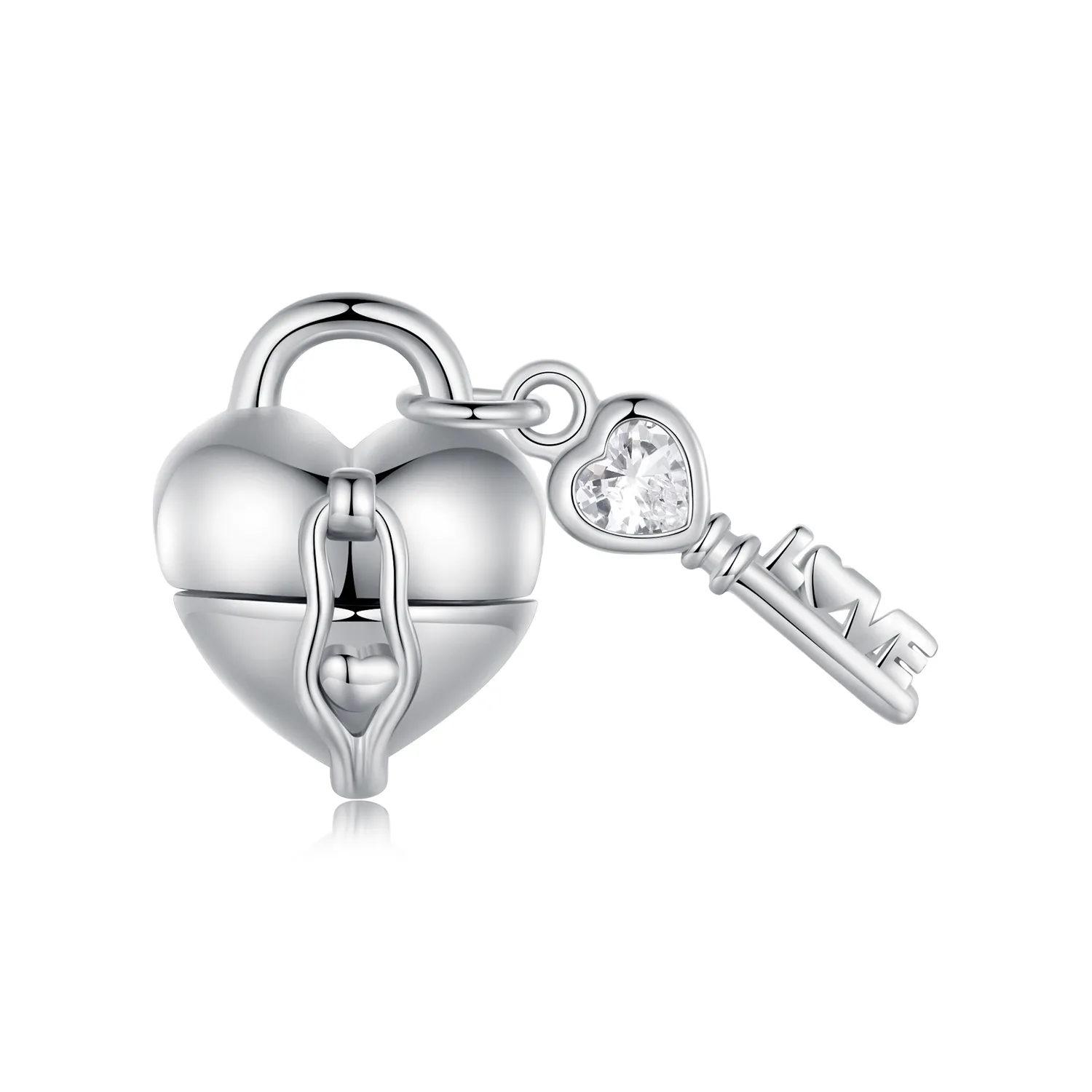 Pandora Style Heart Lock Key Charm - SCC2580