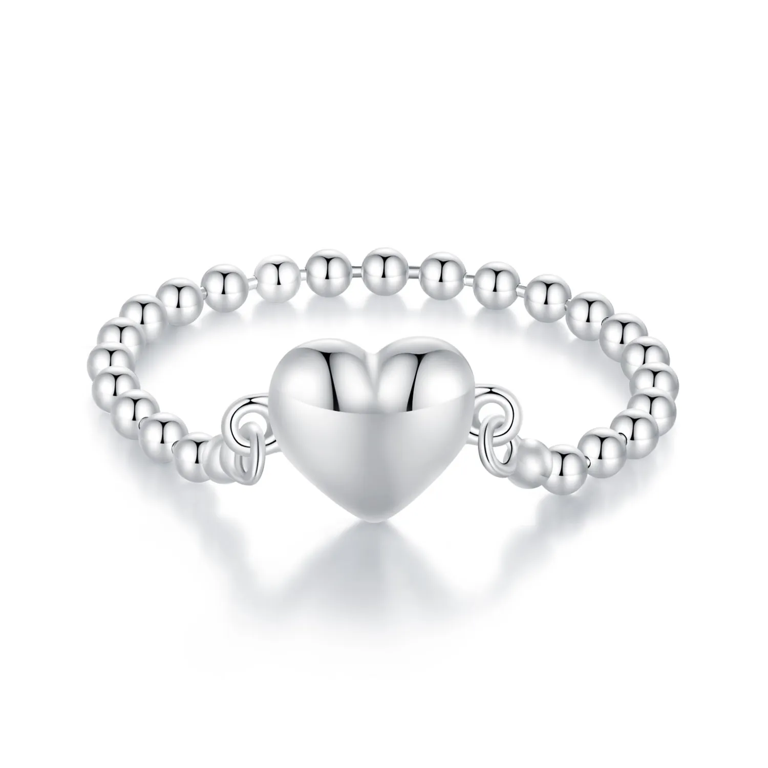 pandora style heart shape chain ring bsr488