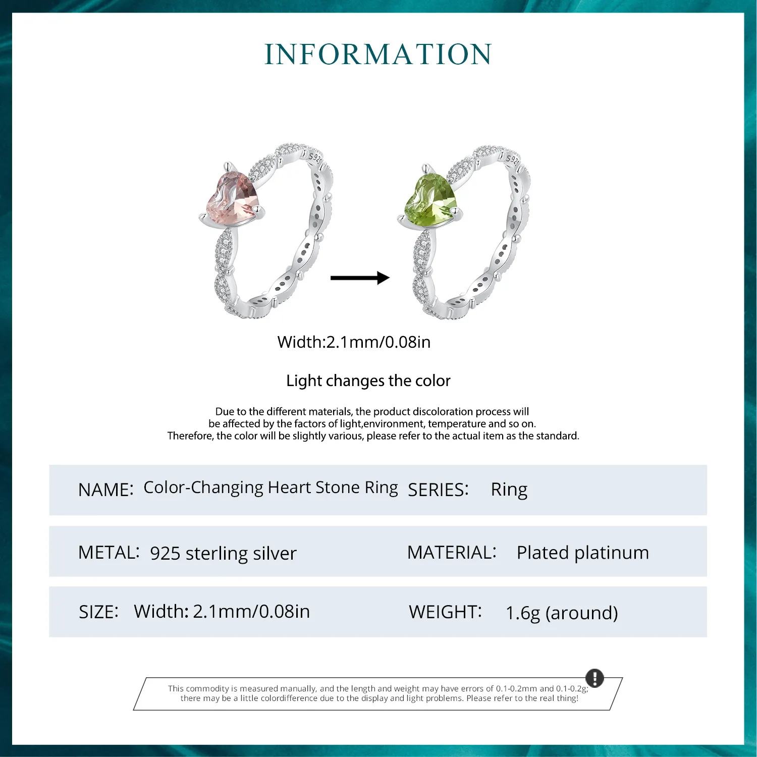 Pandora Style Heart Shaped Chameleon Ring - BSR479