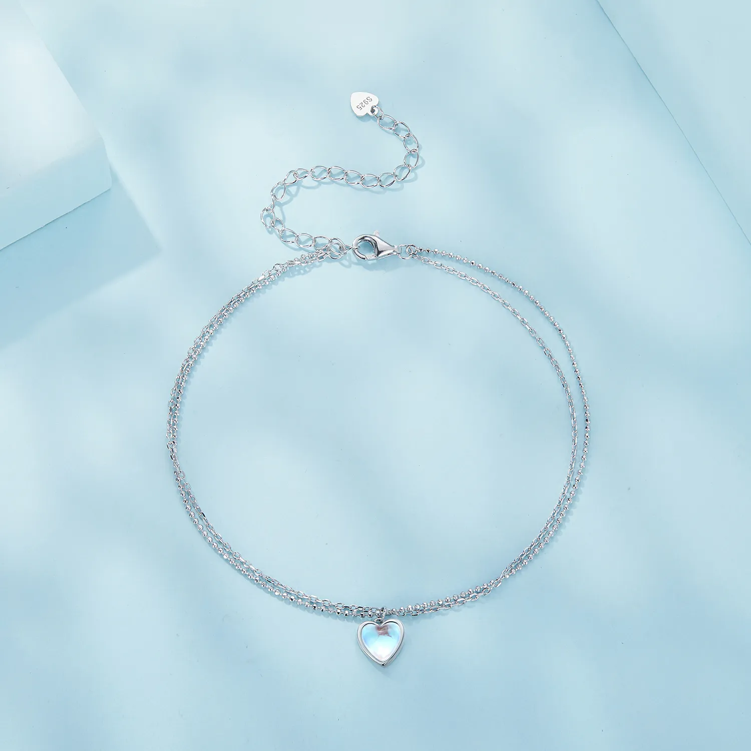 Pandora Style Heart Shaped Double Layer Anklet - SCT024