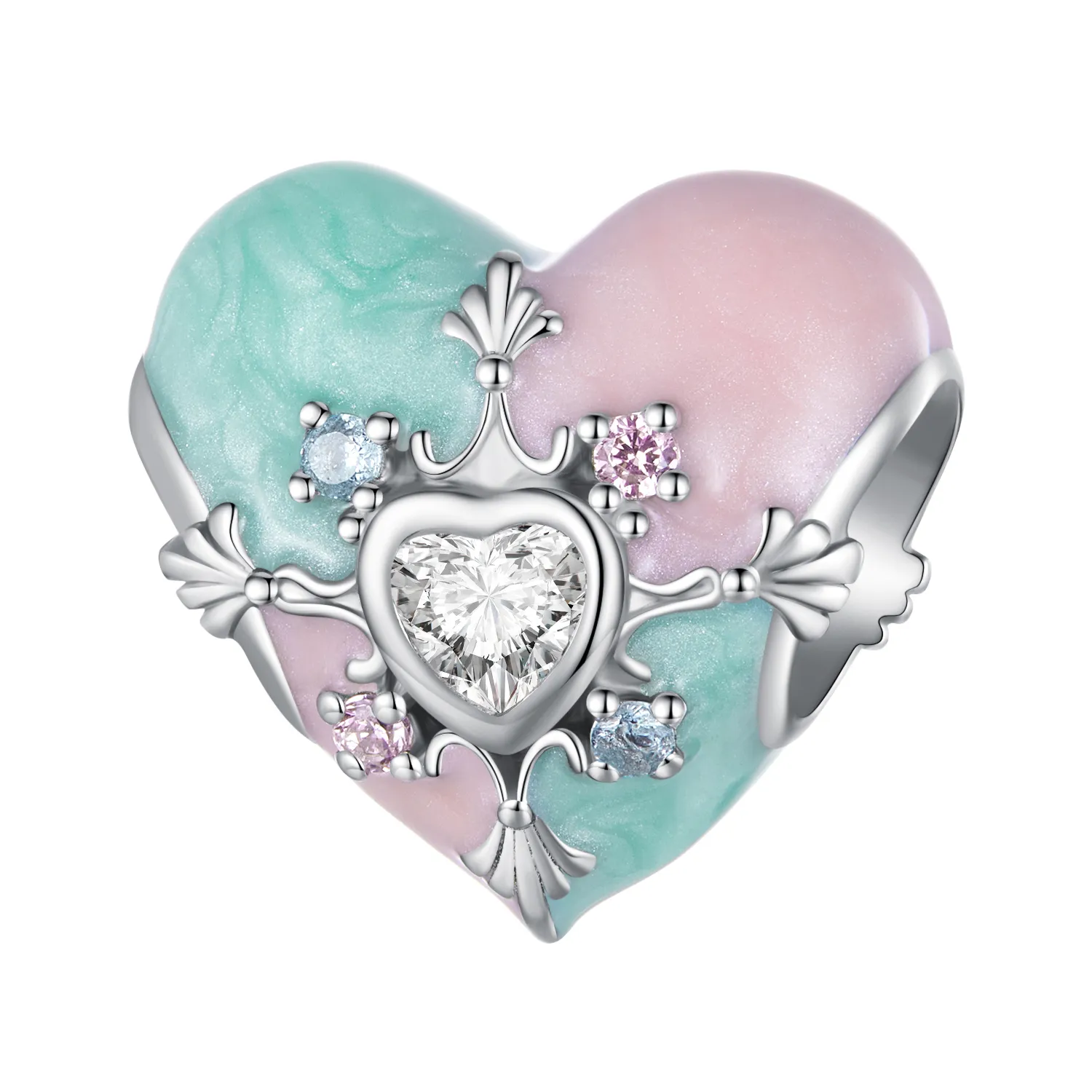 Pandora Style Heart Shaped Easter Charm - BSC782