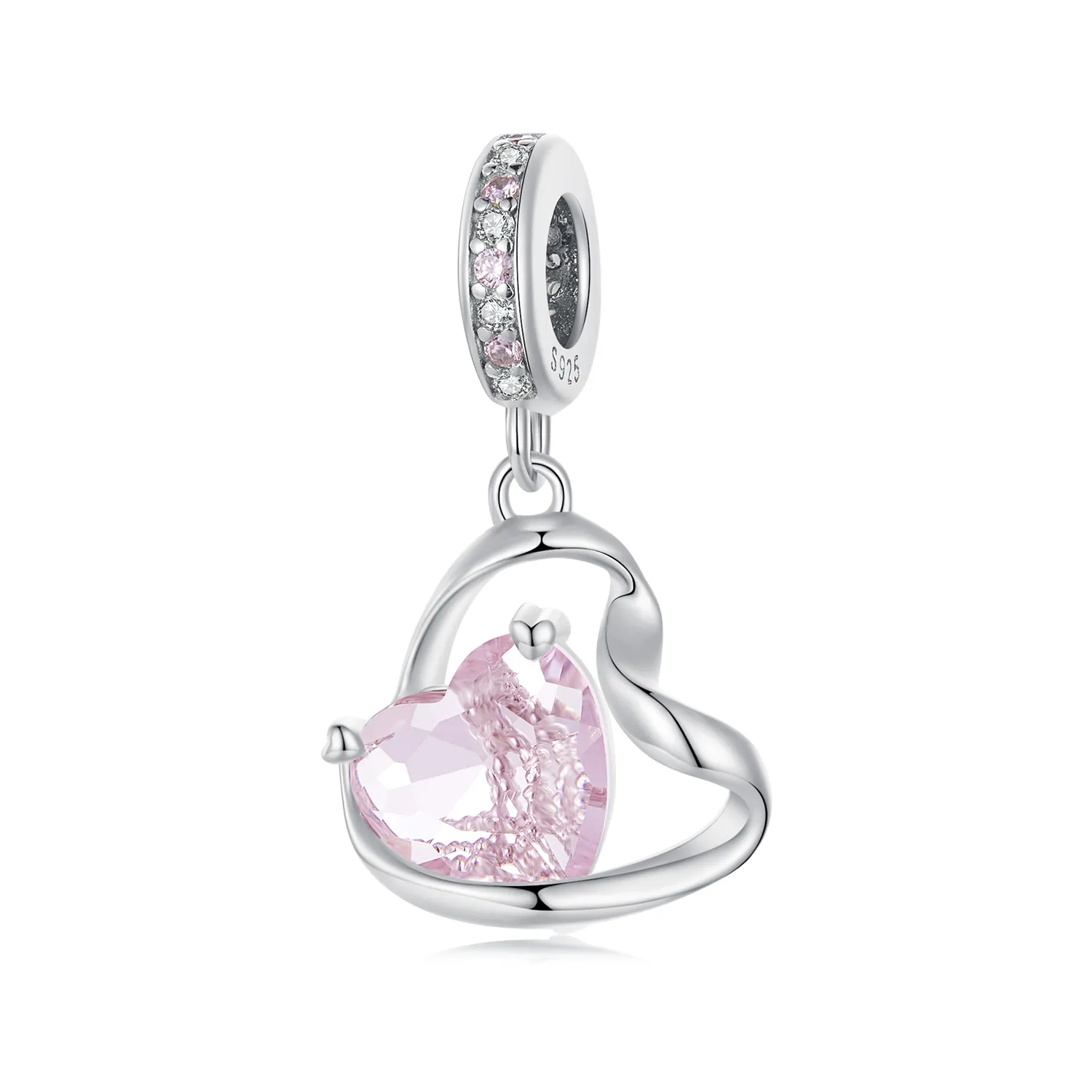 Pandora Style Heart Shaped Ribbon Dangle - BSC922