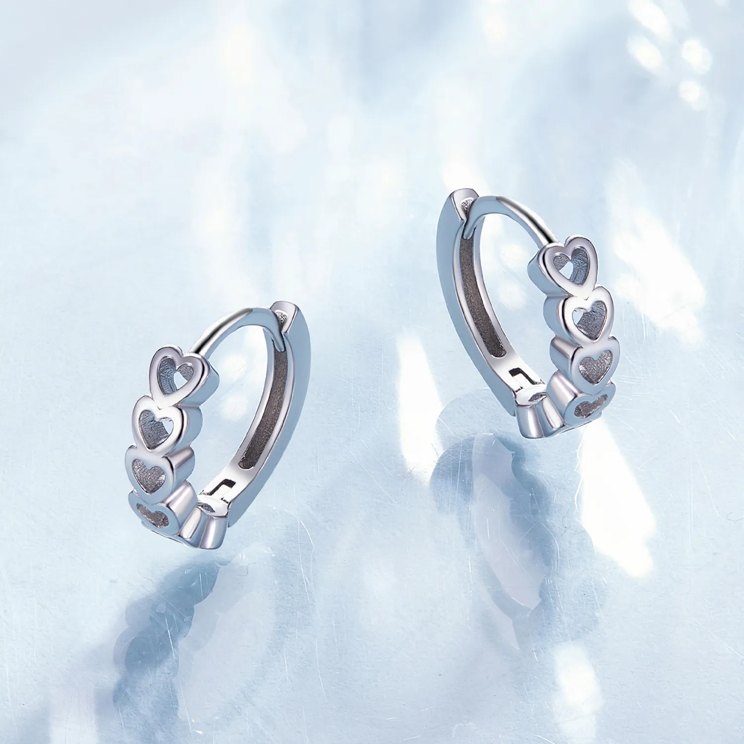 Pandora Style Heart-Shaped Hoop Earrings - BSE880