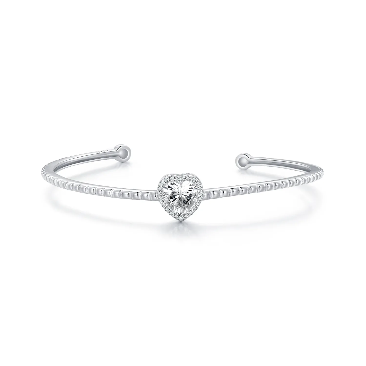 Pandora Style Heart-Shaped Open Bangle - BSB131