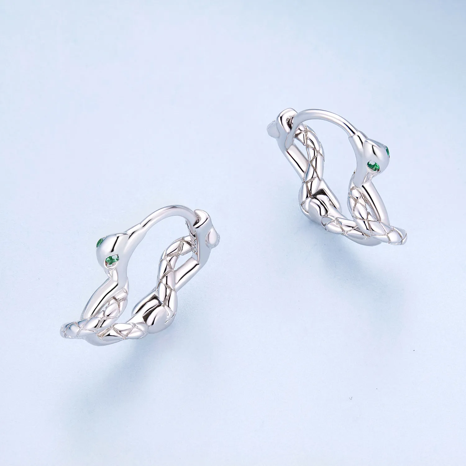 Pandora Style Heart-Shaped Spirit Snake Hoop Earrings - BSE911