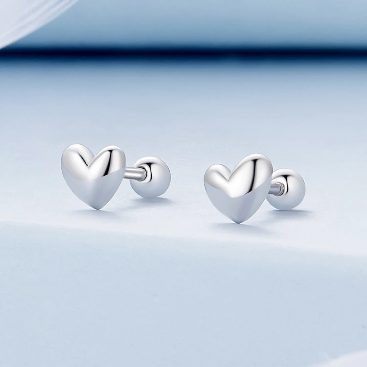 Pandora Style Heart-Shaped Stud Earrings - BSE886