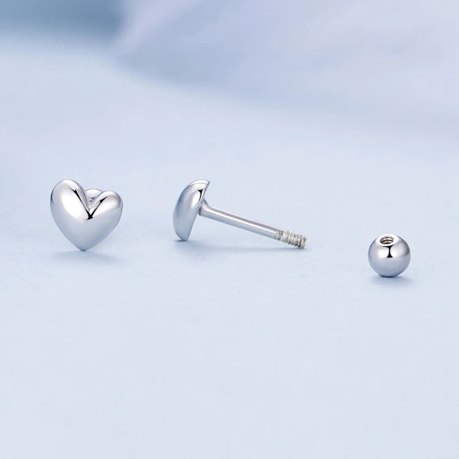 Pandora Style Heart-Shaped Stud Earrings - BSE886