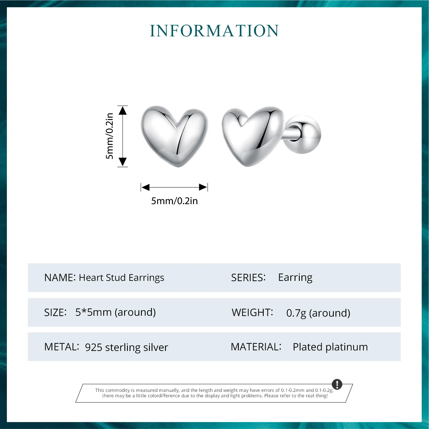 Pandora Style Heart-Shaped Stud Earrings - BSE886