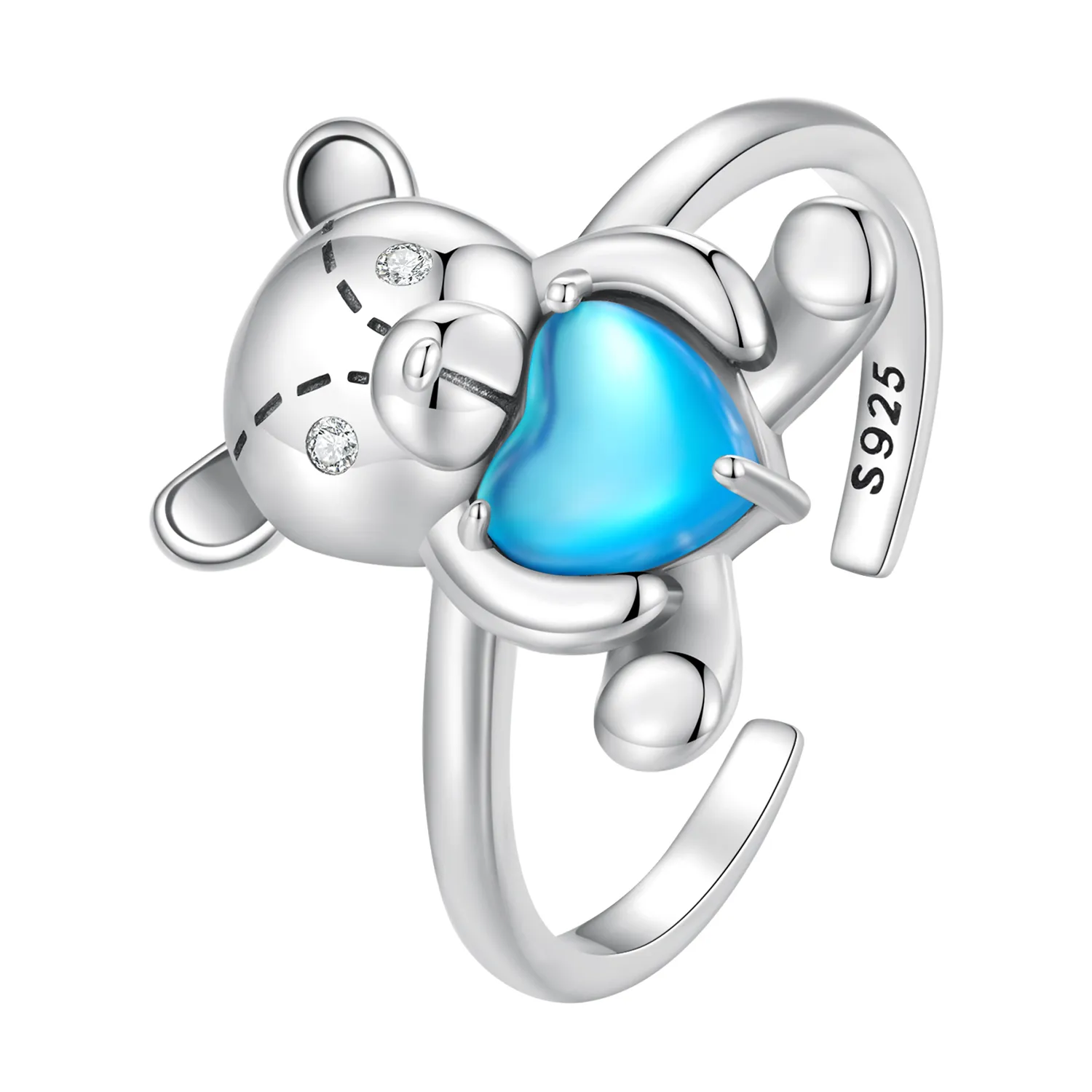 pandora style hug bear opening ring scr921