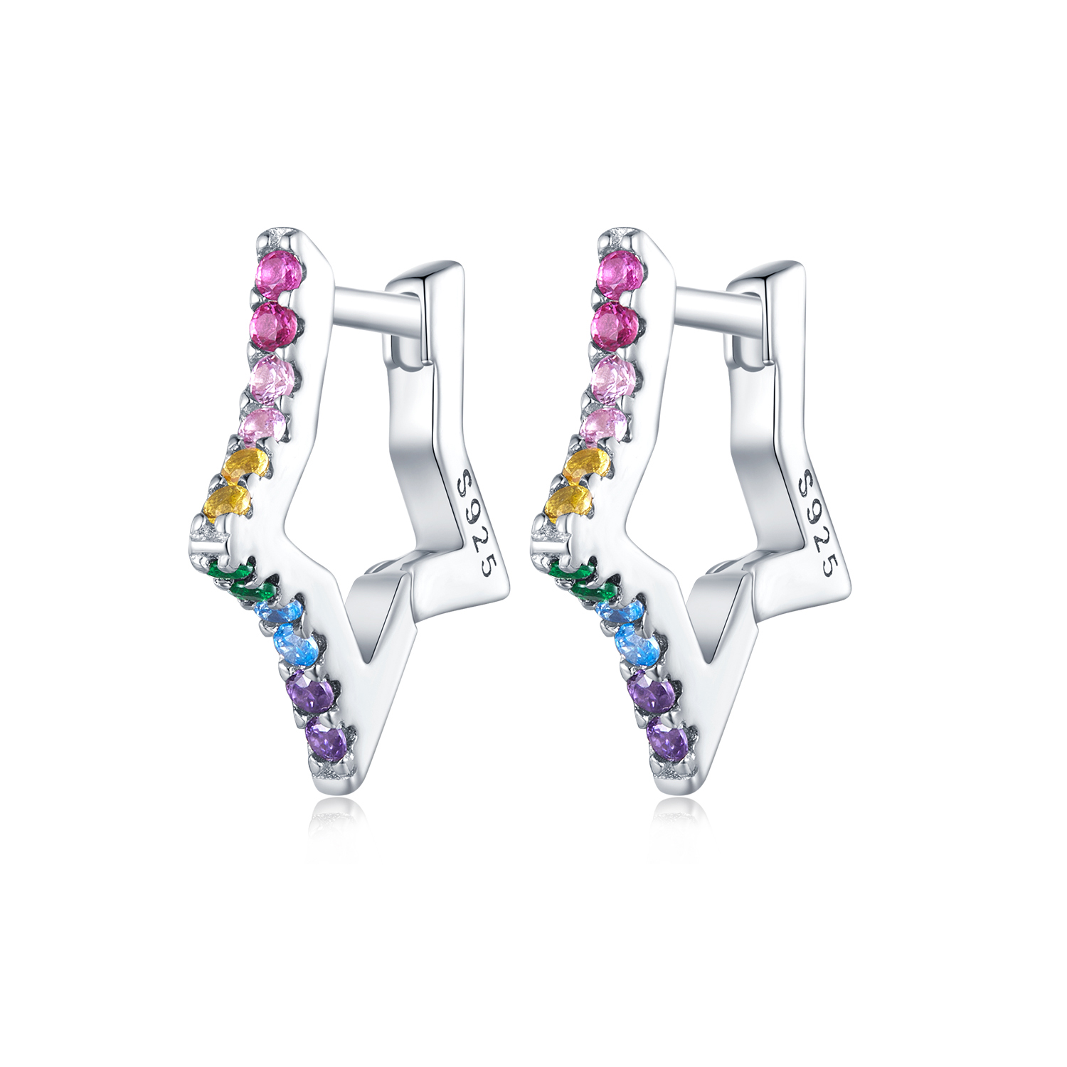 pandora style iridescent stars hoop earrings sce1627