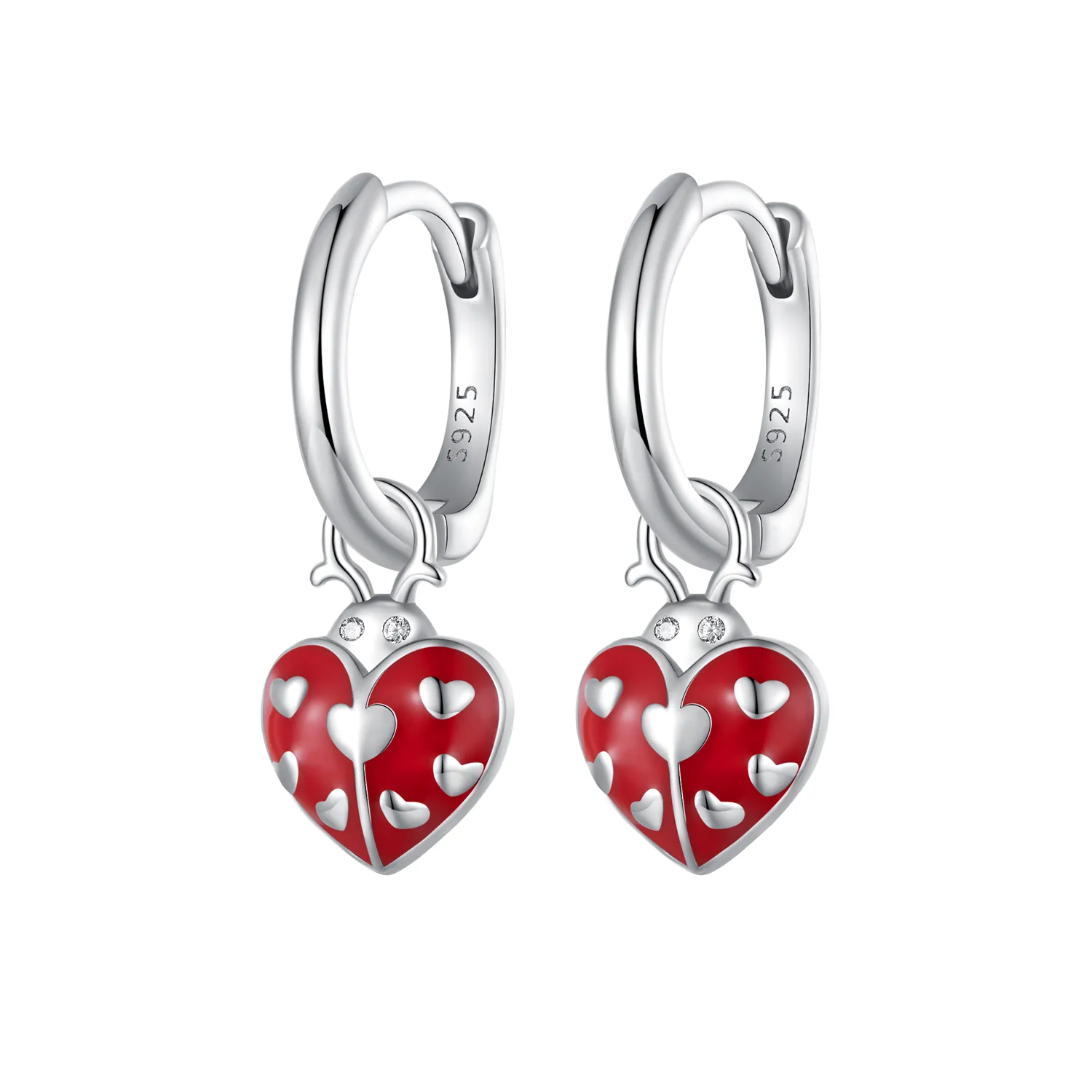 Pandora Style Ladybug Hoop Earrings - SCE1573