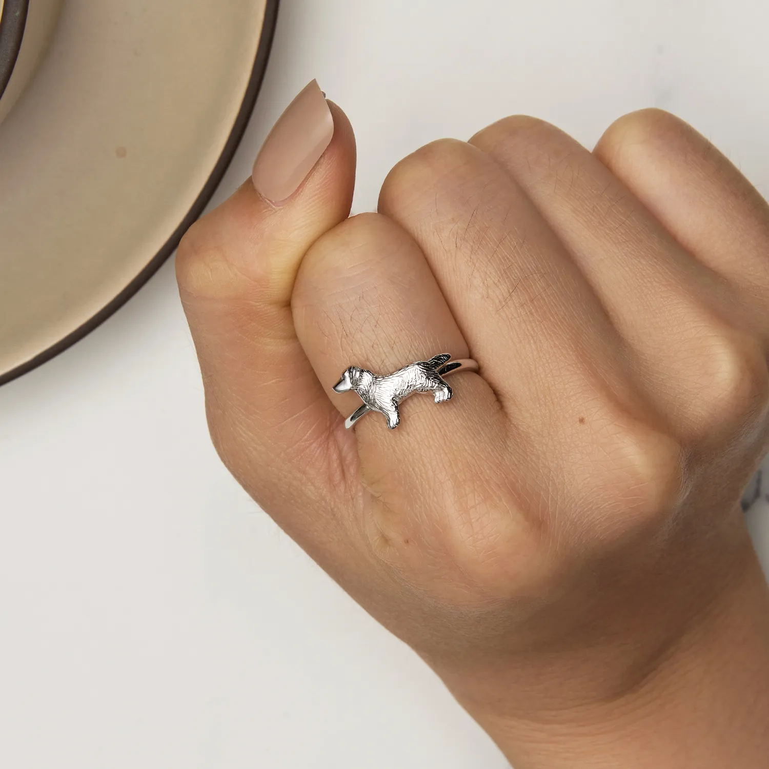 Pandora Style Little Golden Retriever Ring - SCR952