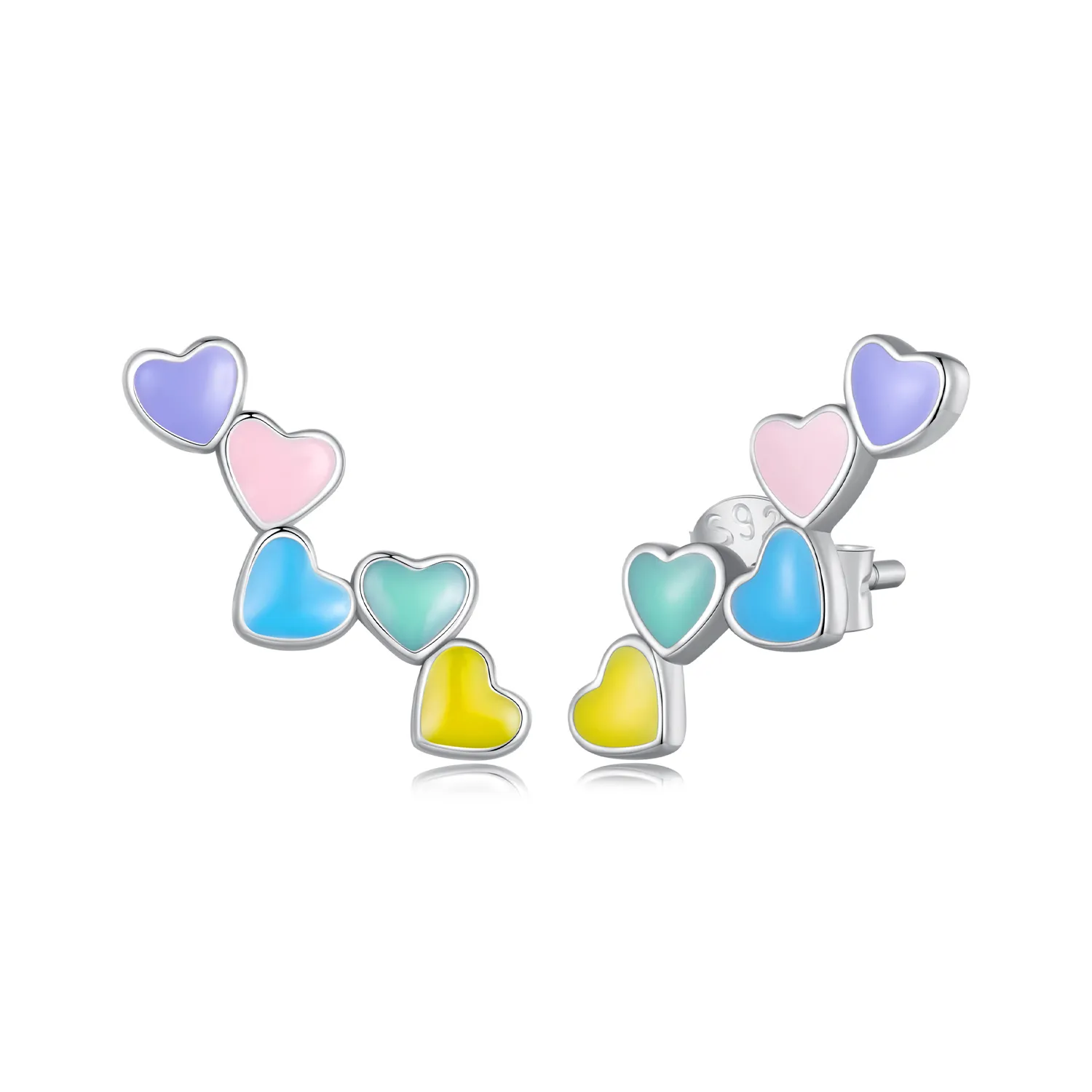 Pandora Style Love Colorful Studs Earrings - SCE1638