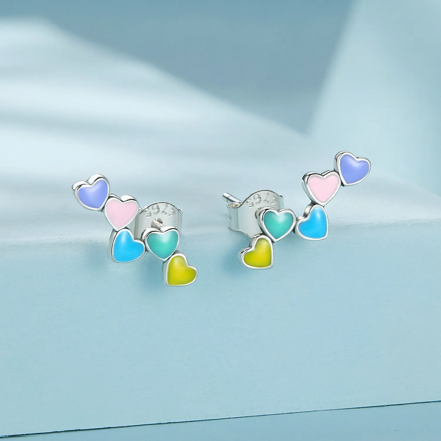 Pandora Style Love Colorful Studs Earrings - SCE1638