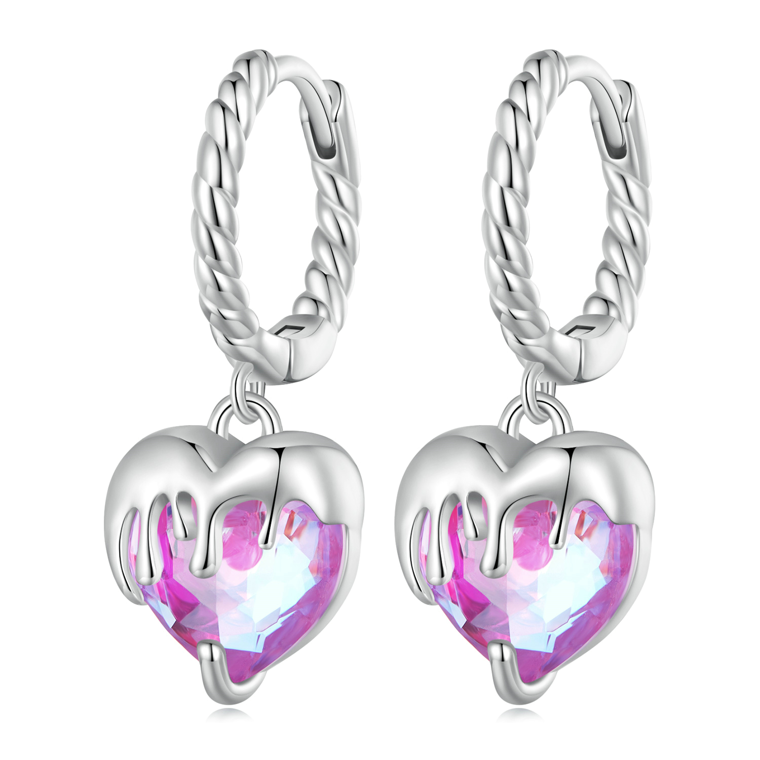 pandora style melting heart hoop earrings bse833