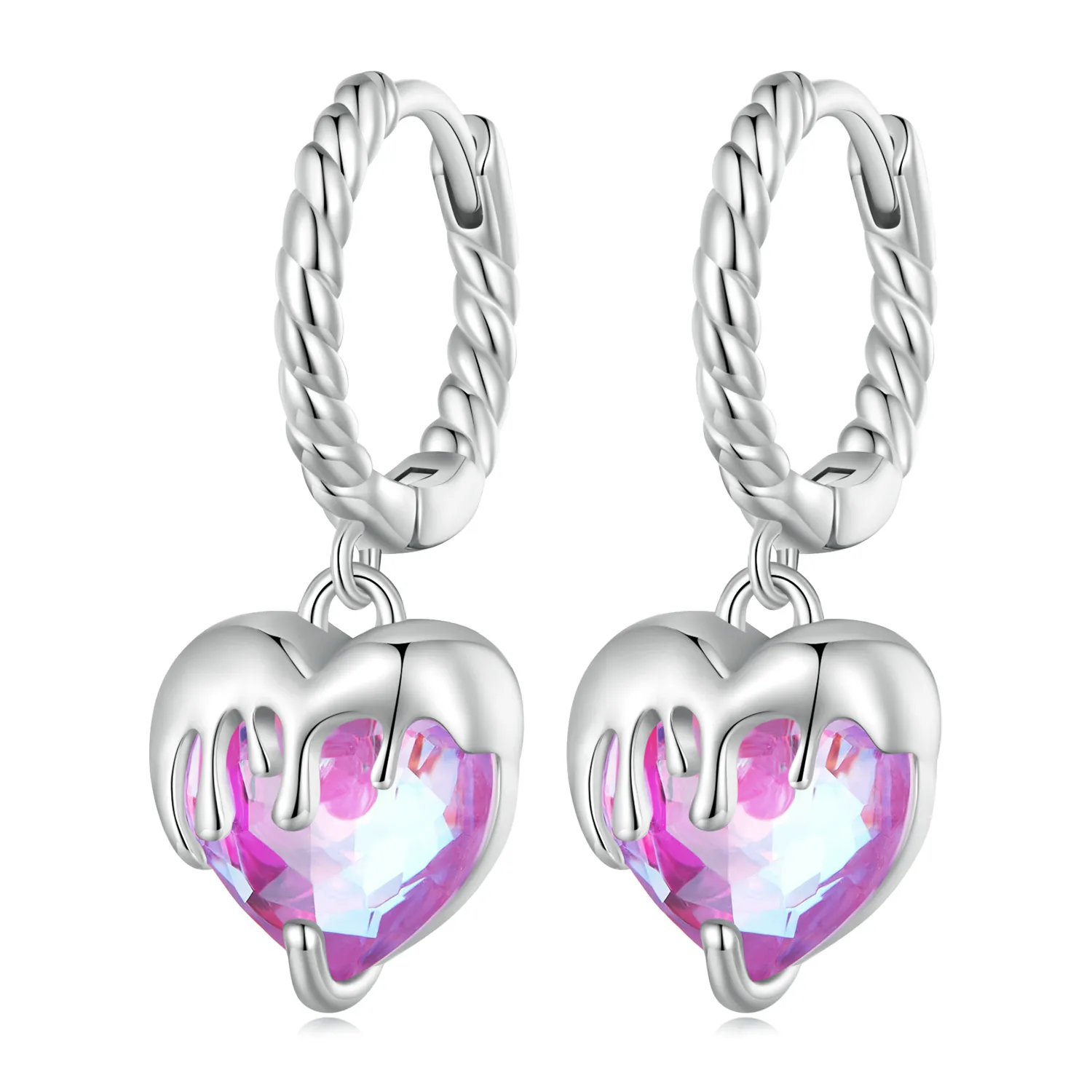 Pandora Style Melting Heart Hoop Earrings - BSE833