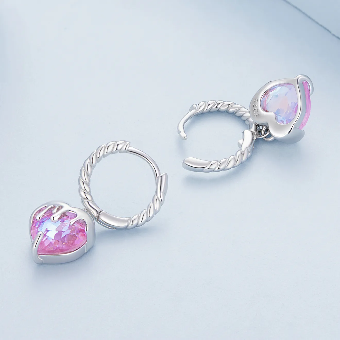 Pandora Style Melting Heart Hoop Earrings - BSE833