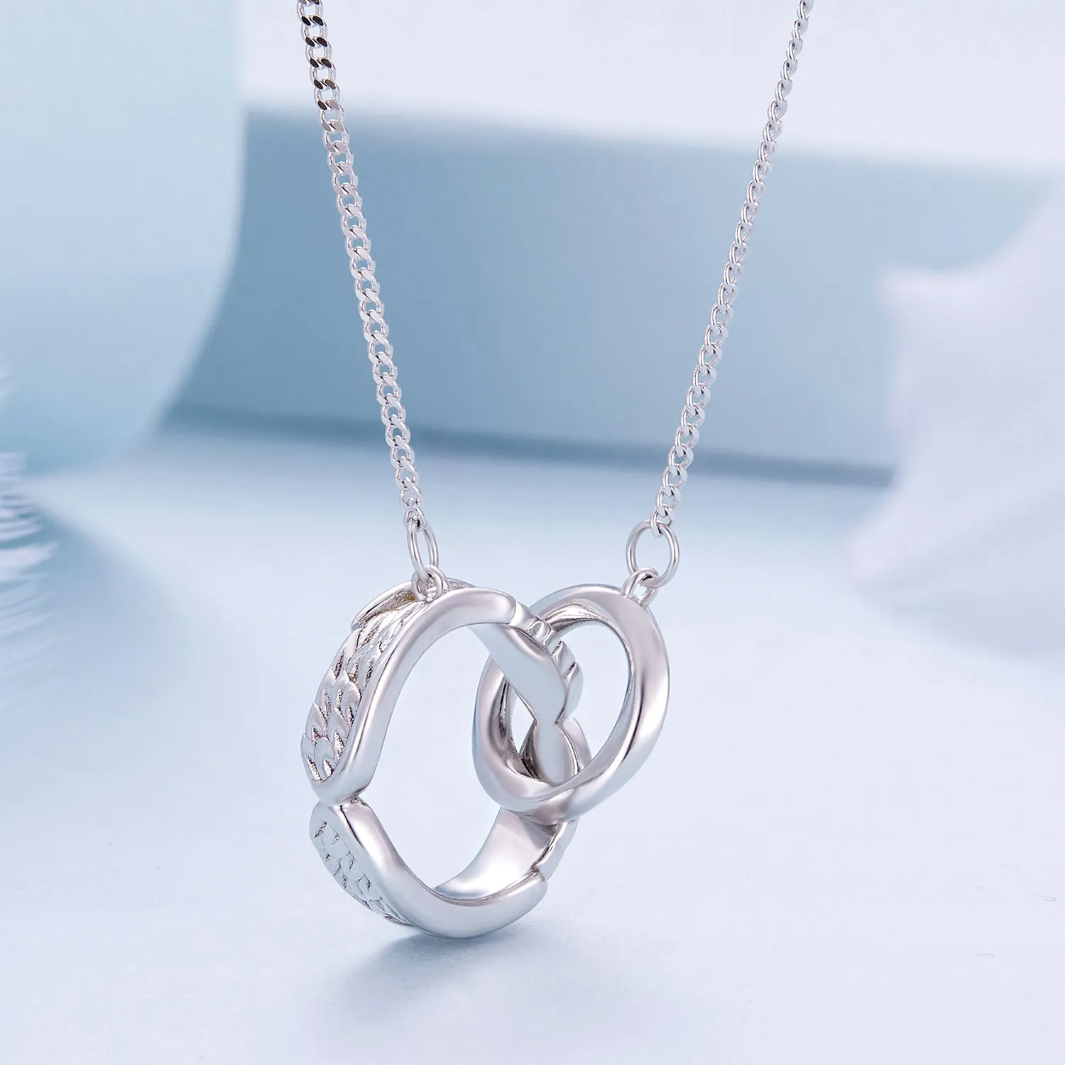 Pandora Style Mobius Double Ring Necklace - BSN362