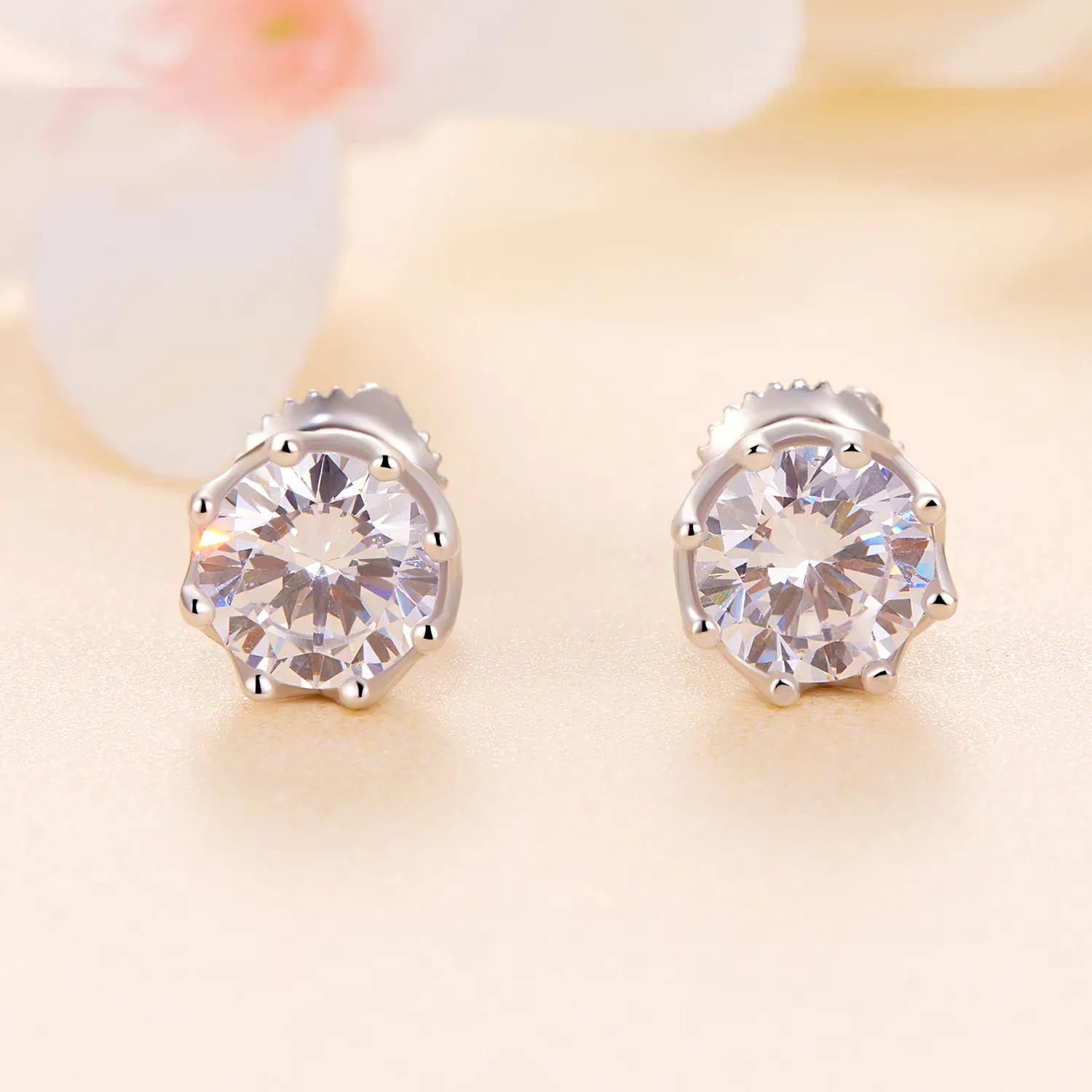 Pandora Style Moissanite Stud Earrings - MSE016-L