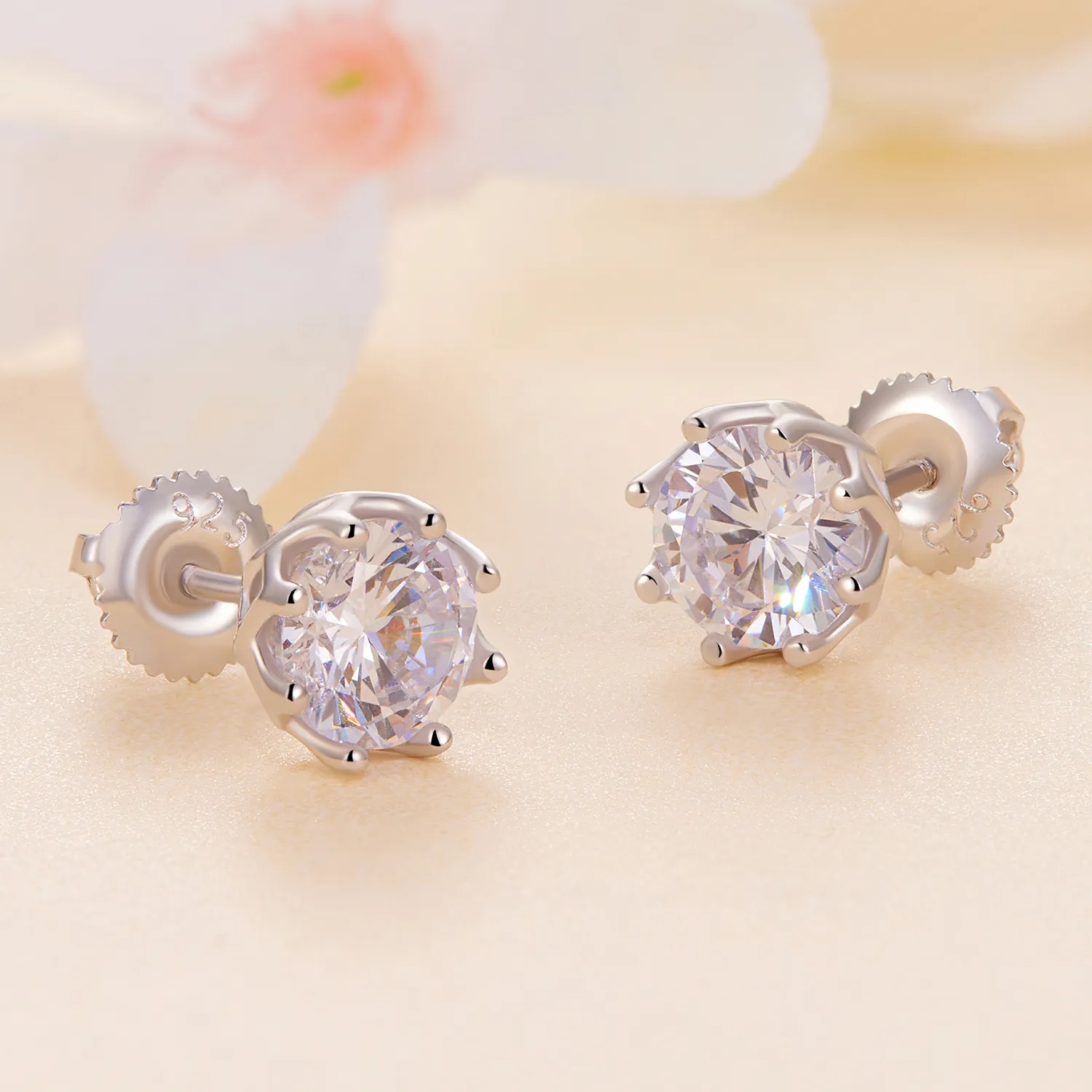 Pandora Style Moissanite Stud Earrings - MSE016-L