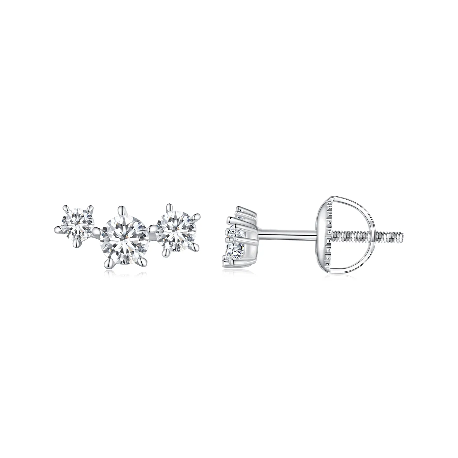 Pandora Style Moissanite Studs Earrings (One Certificate) - MSE034