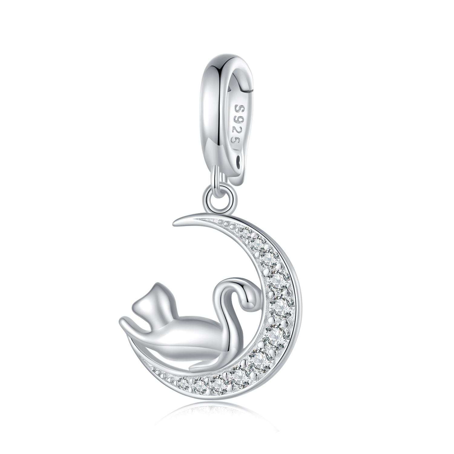 pandora style moon and cat dangle scc2571