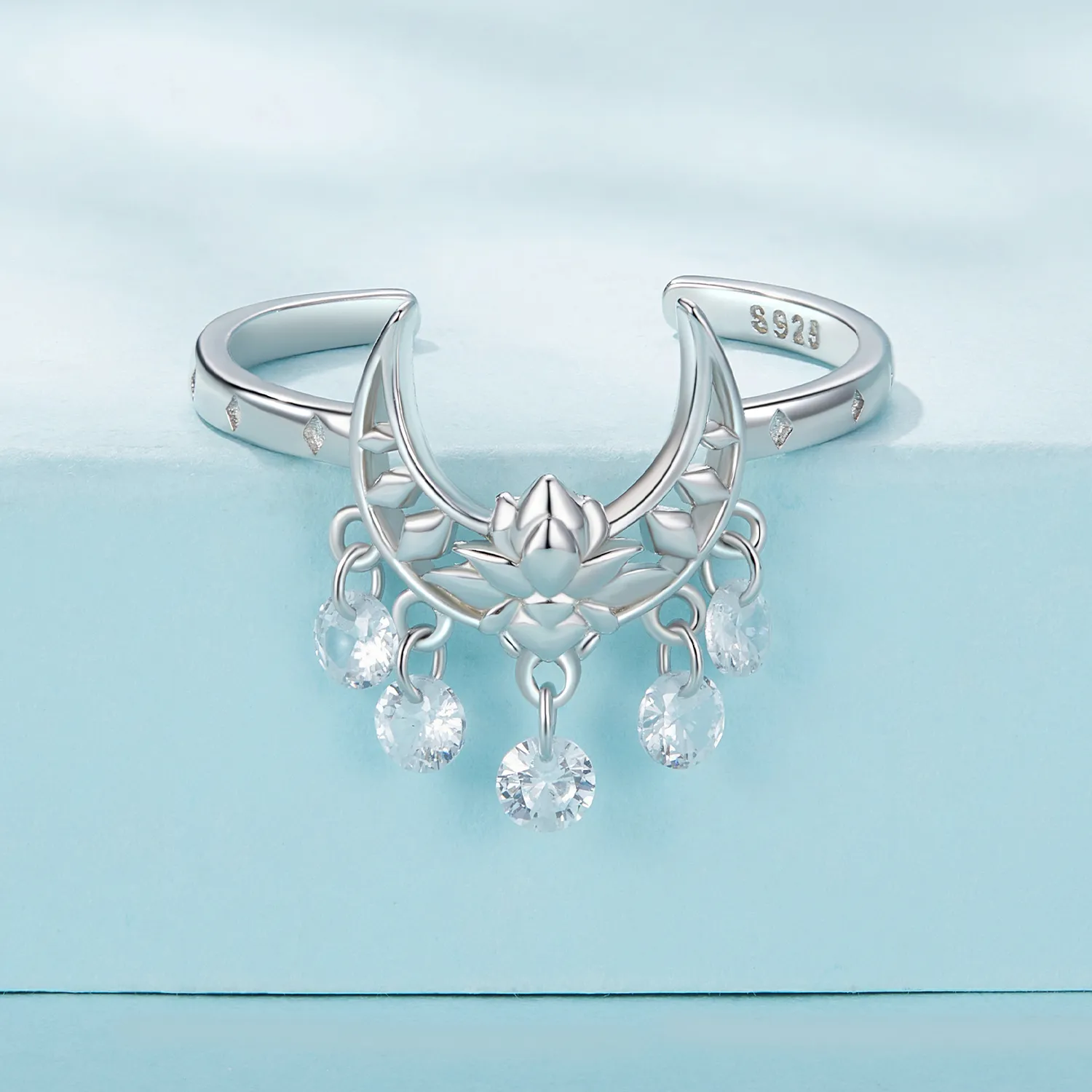 Pandora Style Moon Lotus Ring - SCR955