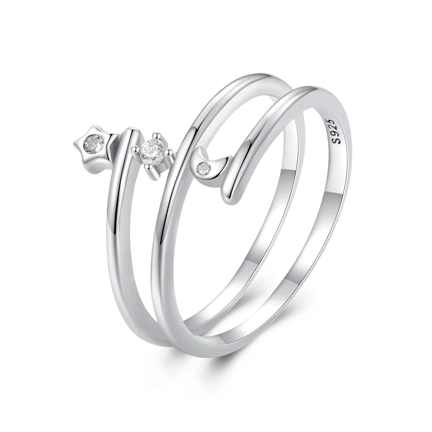 Pandora Style Multi-Layered Star and Moon Ring - SCR970