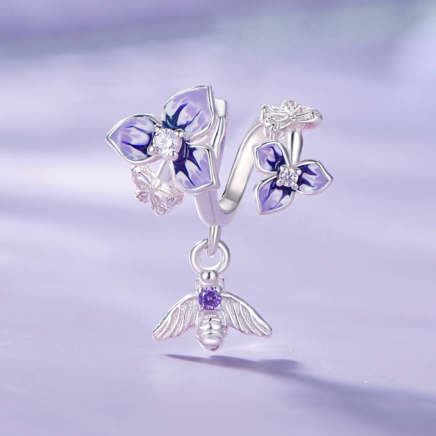 Pandora Style Pansy Dangle - SCC2584