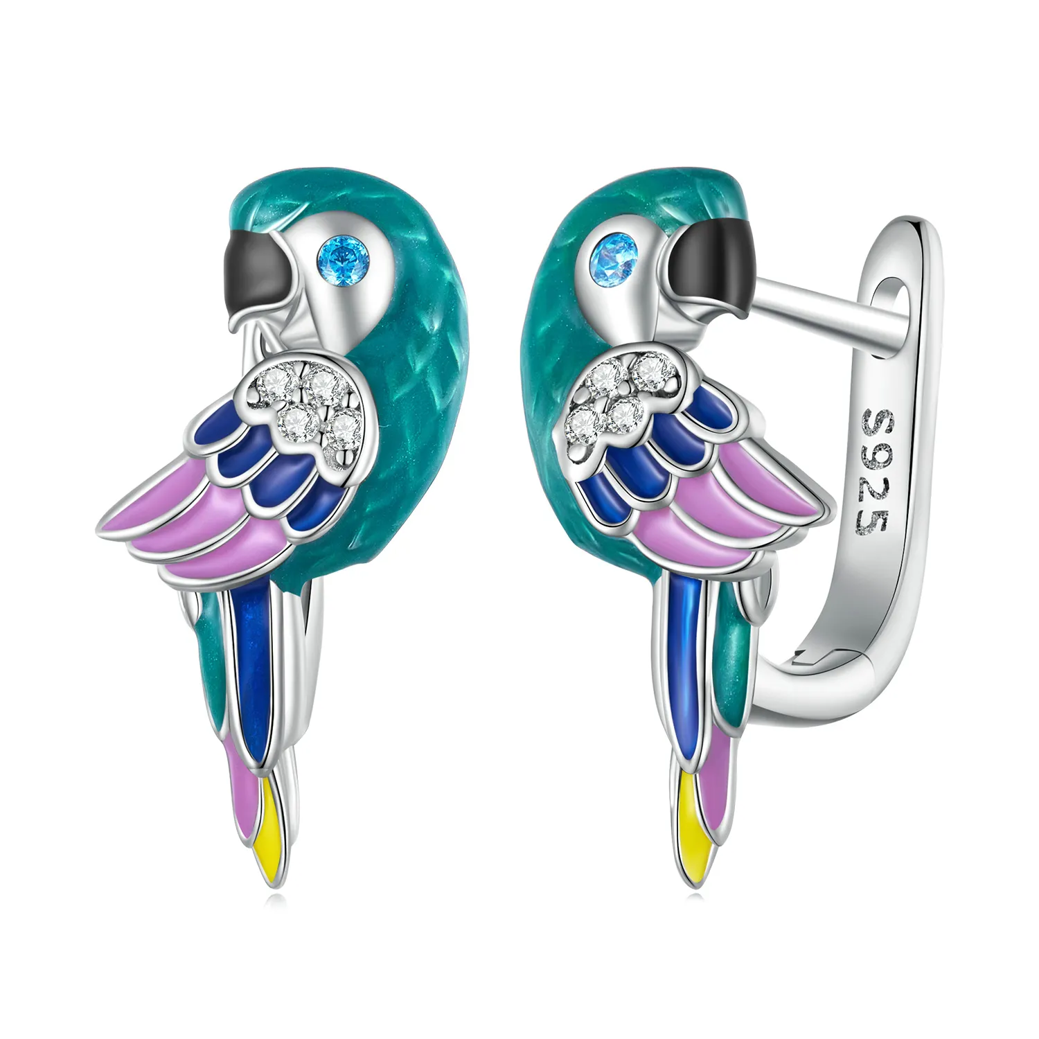 Pandora Style Parrot Hoop Earrings - BSE829