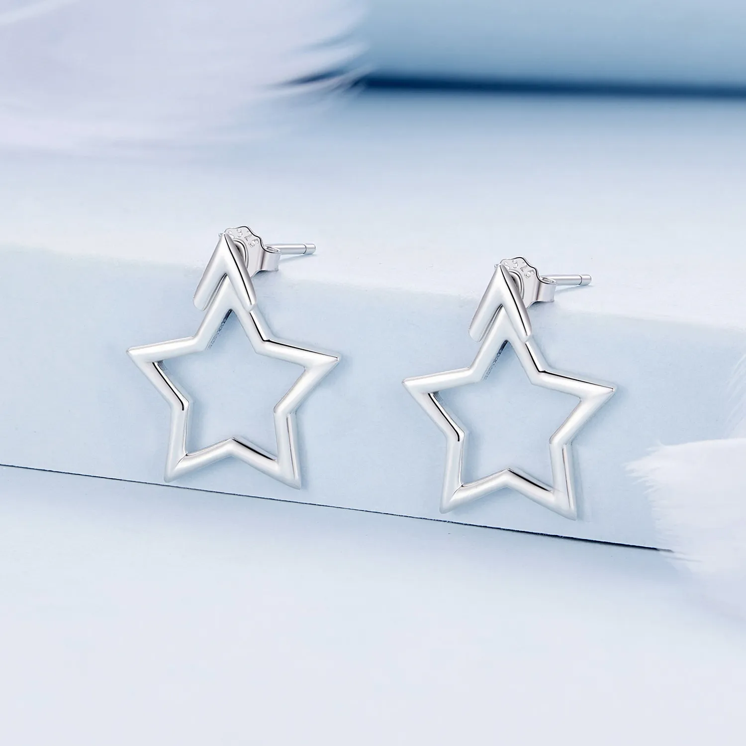 Pandora Style Pentagram Studs Earrings - BSE901