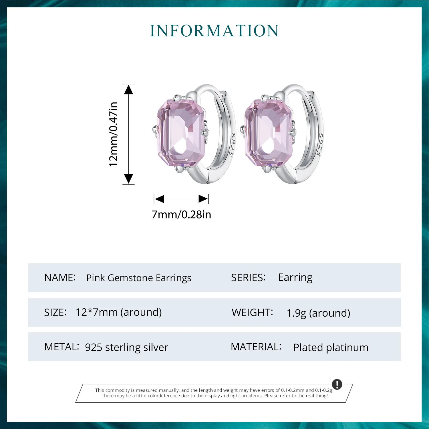 Pandora Style Pink Gem Hoop Earrings - BSE889