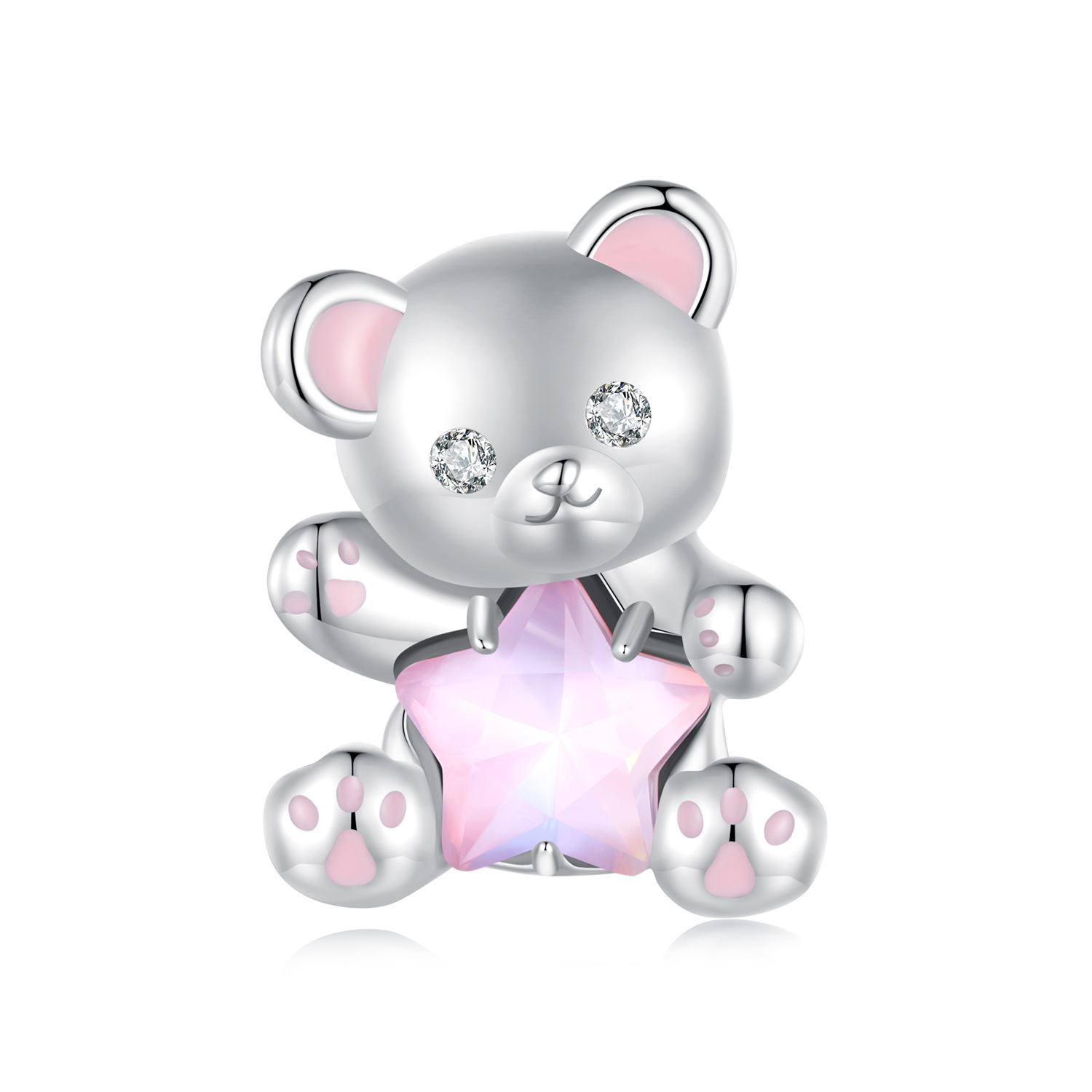 pandora style pink star bear charm scc2638
