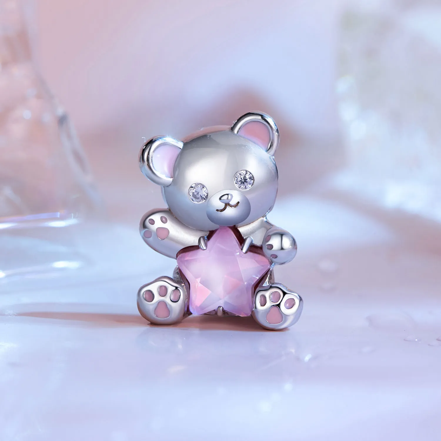 Pandora Style Pink Star Bear Charm - SCC2638