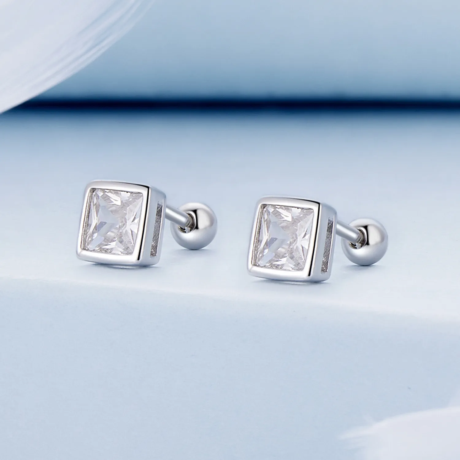 Pandora Style Princess Zirconia Stud Earrings - BSE885-L