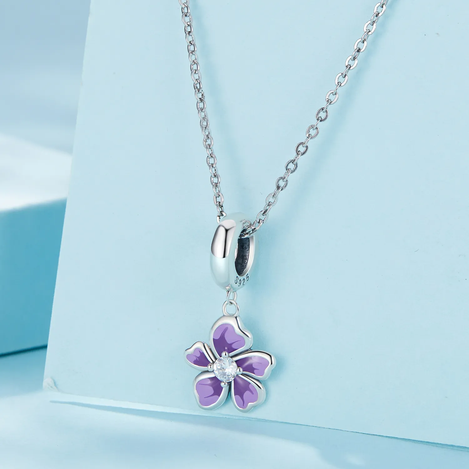 Pandora Style Purple Flower Dangle - SCC2556