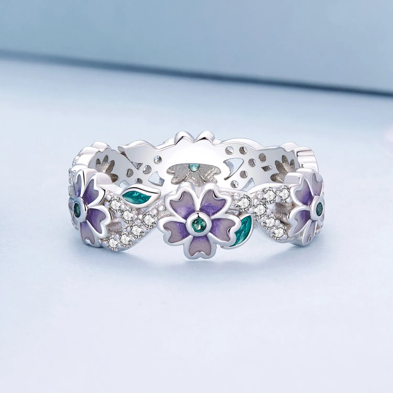 Pandora Style Purple Garland Ring - BSR492