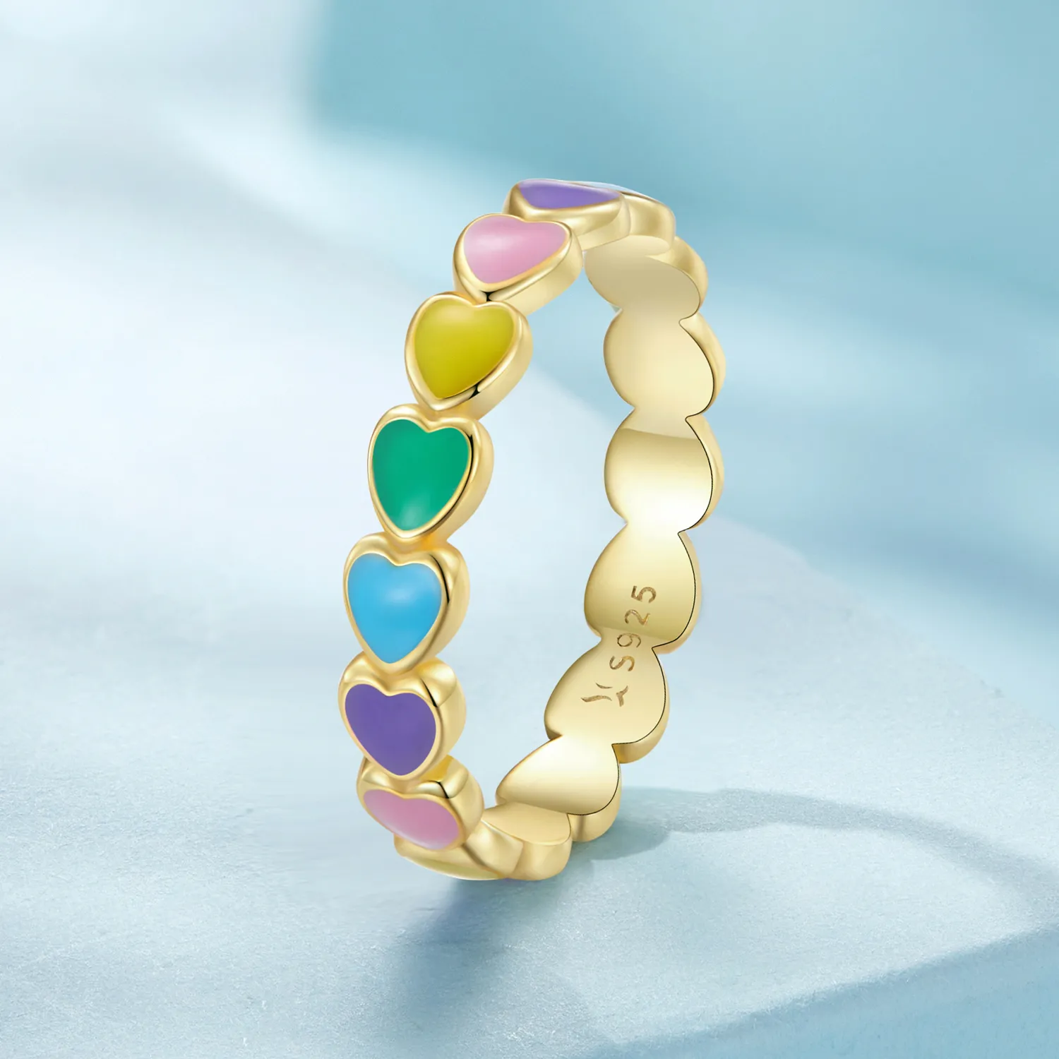 Pandora Style Rainbow Heart Ring - SCR444-B