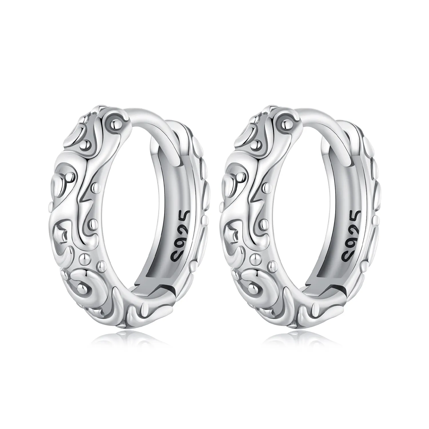 Pandora Style Retro Pattern Hoop Earrings - SCE1659