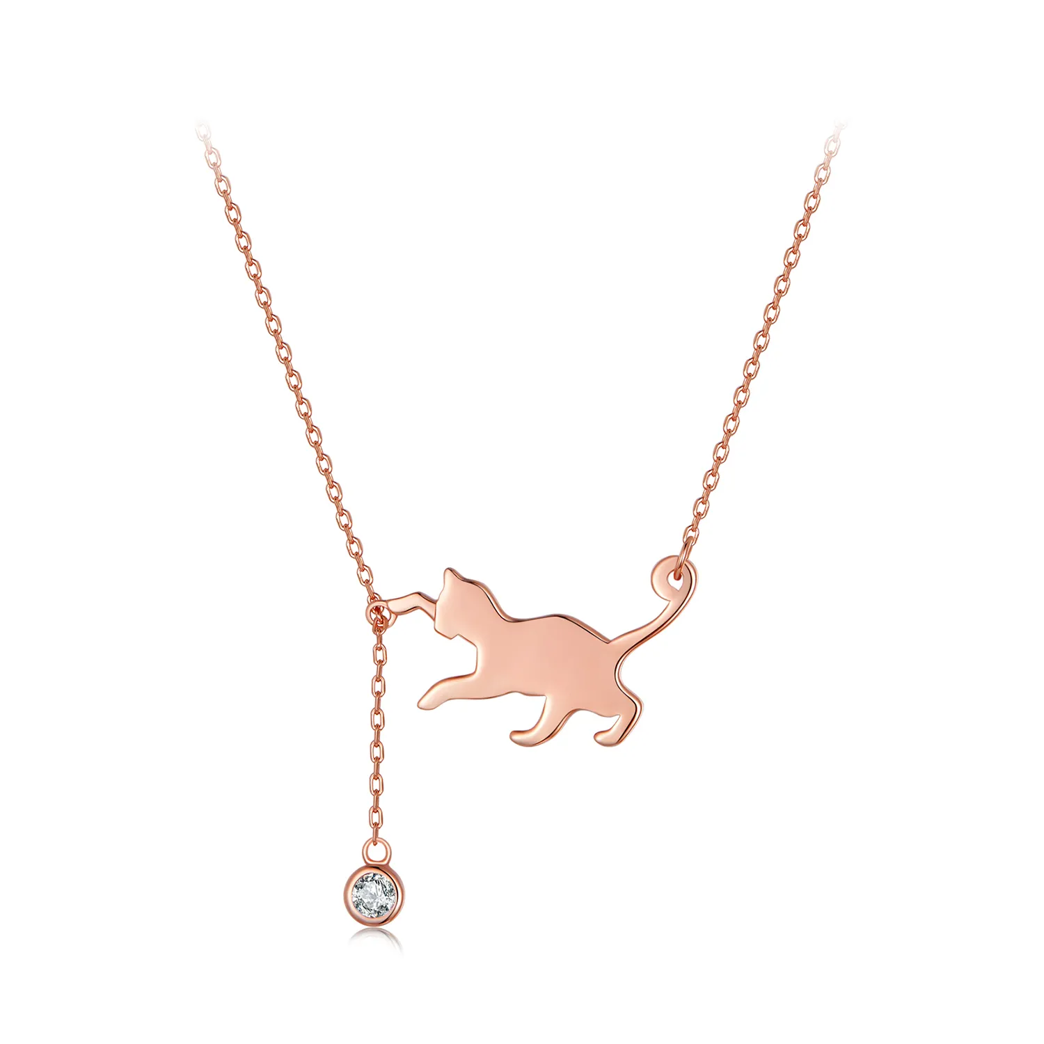 pandora style rose gold naughty kitten necklace scn232 c