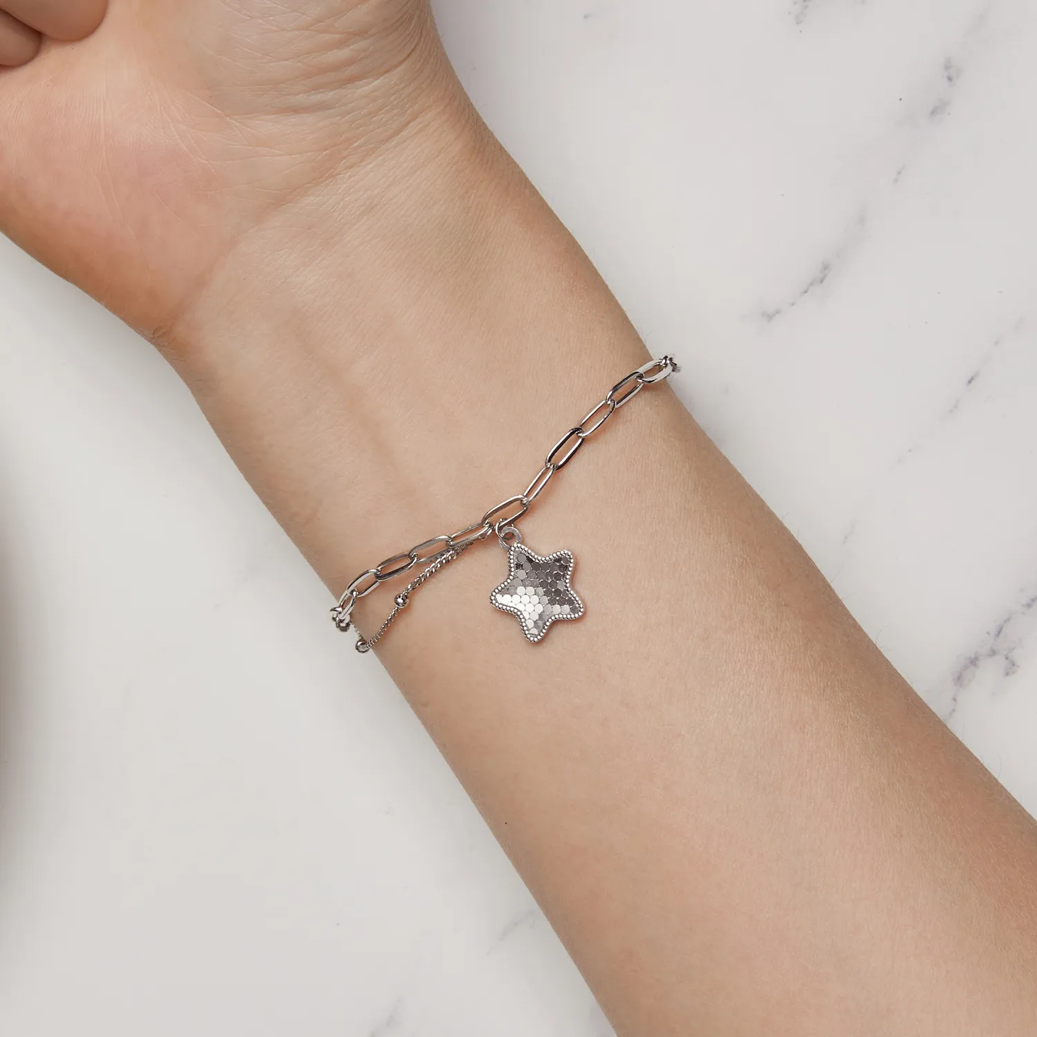 Pandora Style Shining Star Chain Bracelet - BSB137