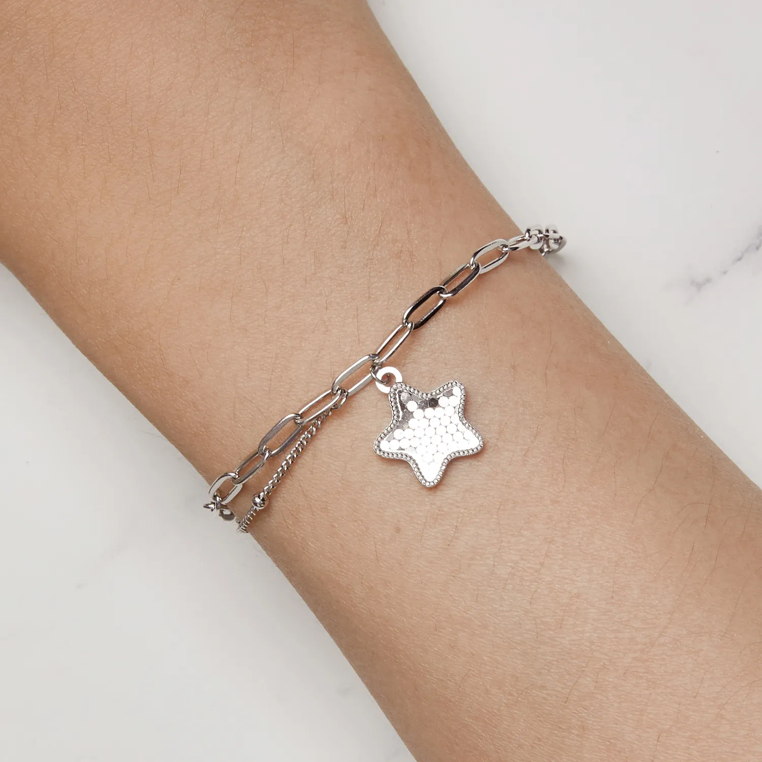 Pandora Style Shining Star Chain Bracelet - BSB137