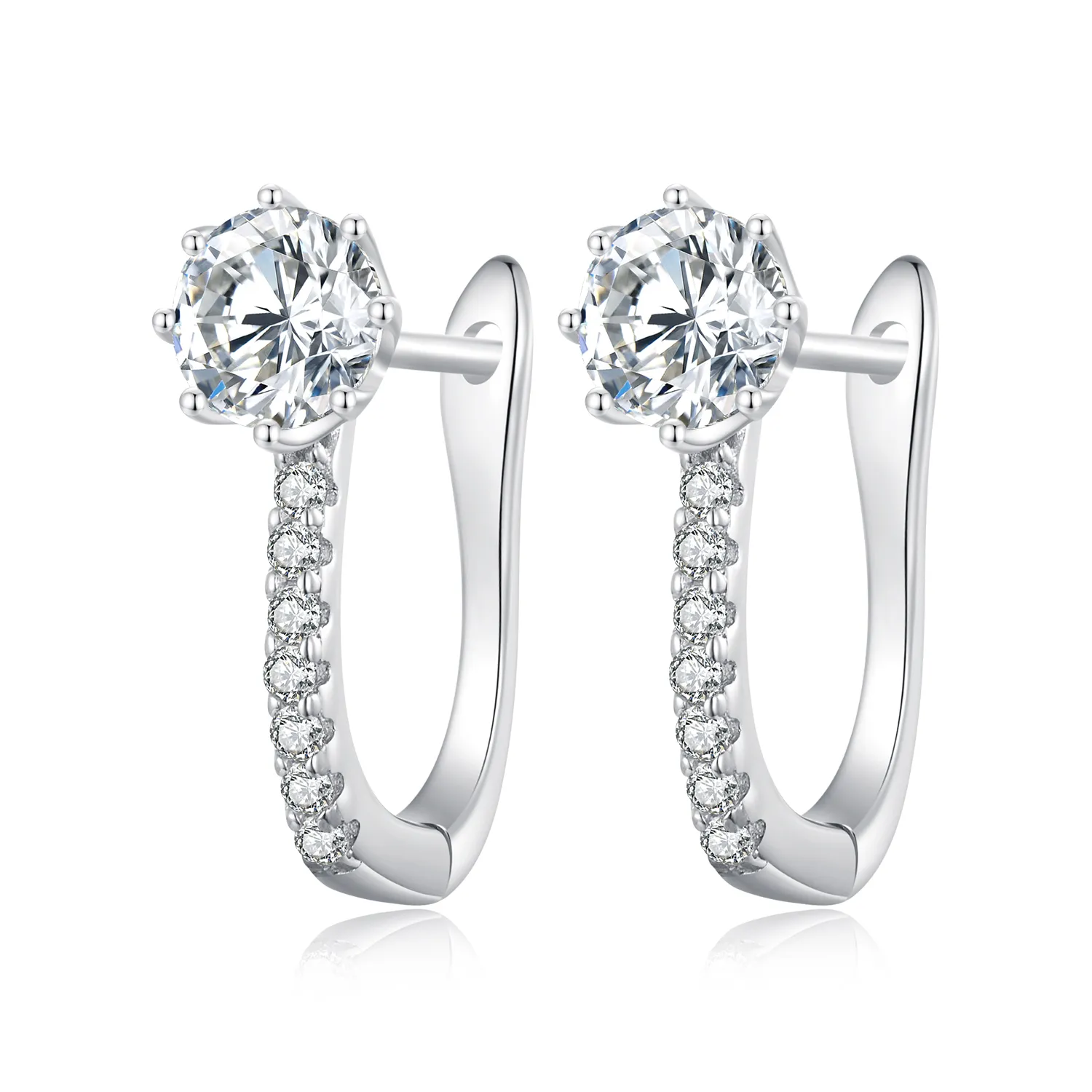 Pandora Style Simple Zircon Hoop Earrings - BSE856