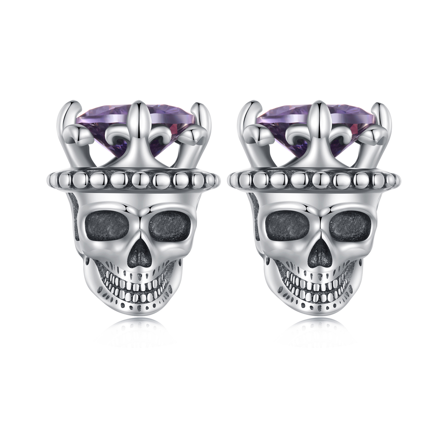 pandora style skeleton king studs earrings bse892