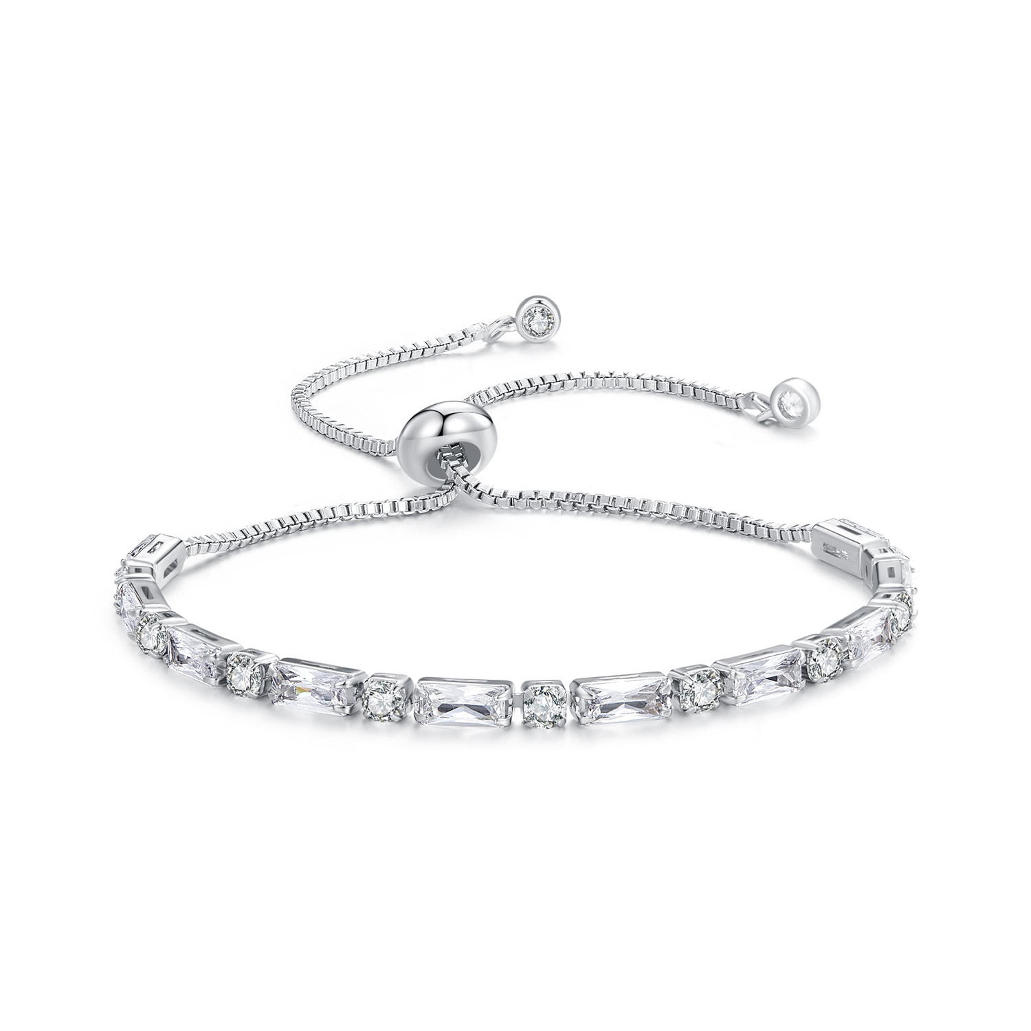 pandora style sliding bracelet adorned with sparkling zircon yib062