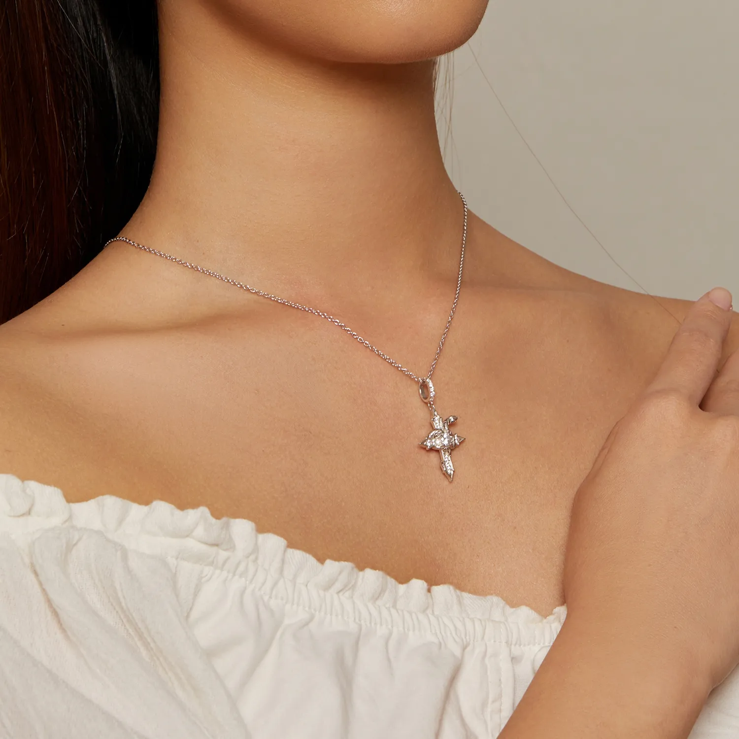 Pandora Style Snake Cross Necklace - SCN500