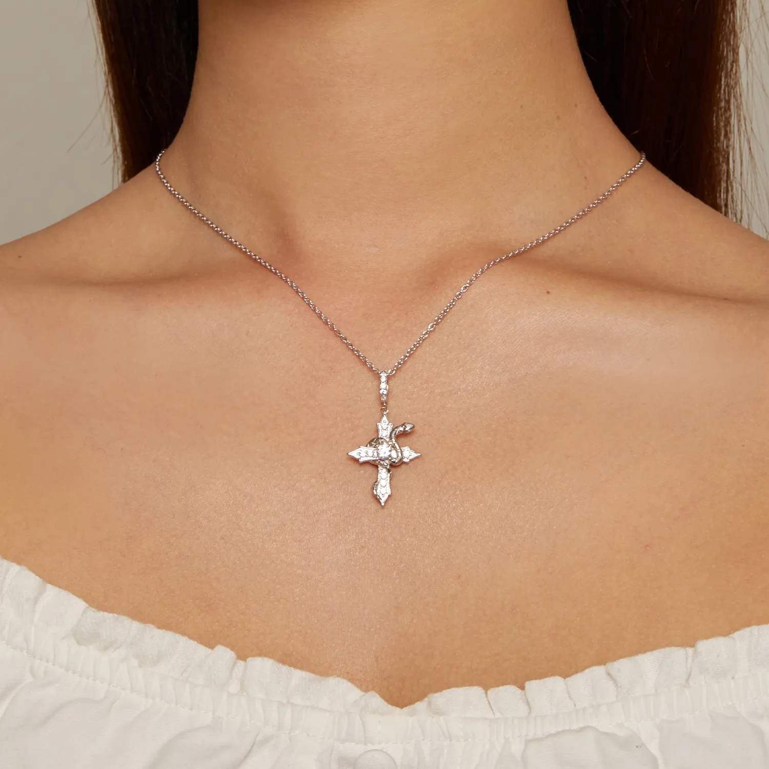 Pandora Style Snake Cross Necklace - SCN500