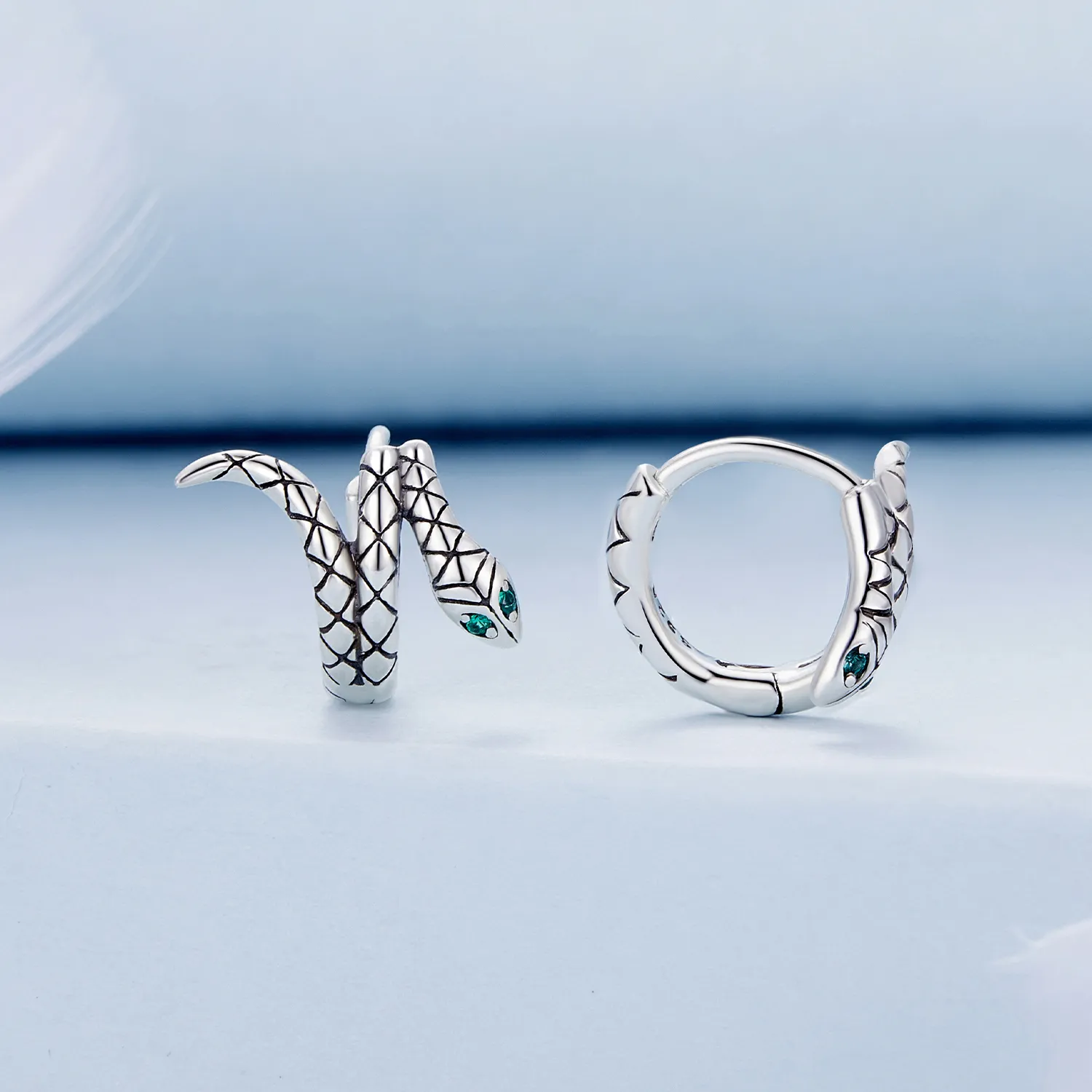 Pandora Style Snake Hoop Earrings - BSE883