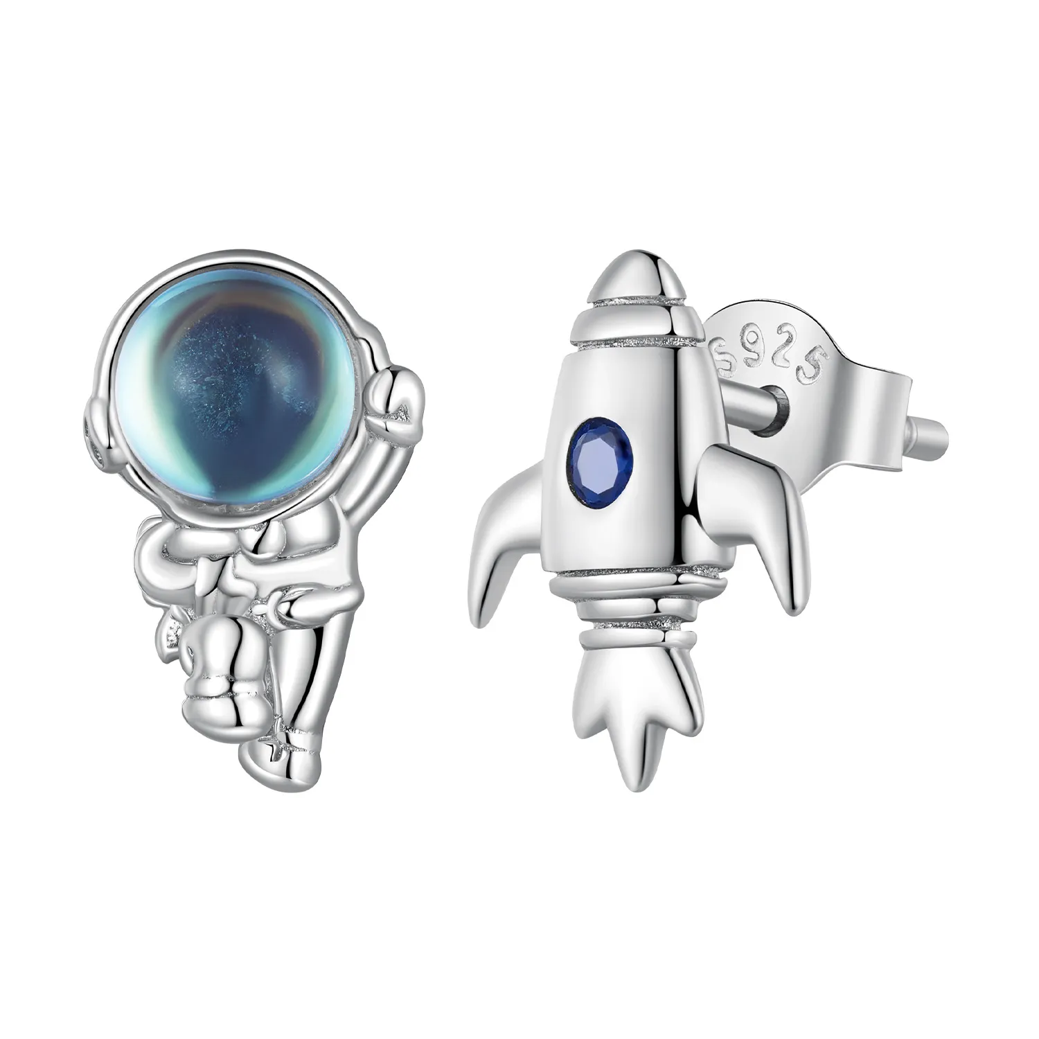 Pandora Style Spaceship Asymmetric Earrings - SCE1578